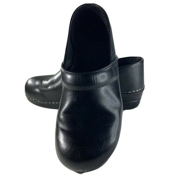 Dansko Black Leather Slip Resist Comfort Professional Clogs Shoes EU40/US 9.5 10 - Picture 1 of 12